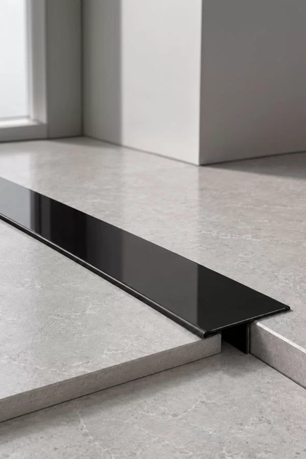Kapı Eşik T Profili Parlak Siyah İnoks Metal 244 Cm
