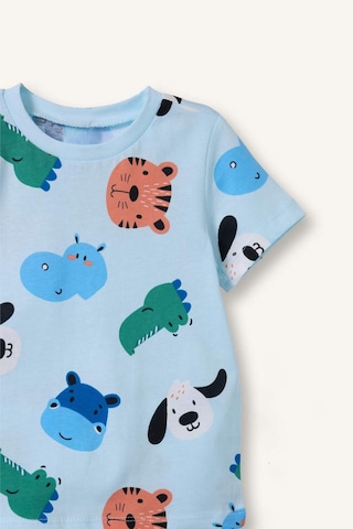 Defacto Hayvan Baskılı 2li Pijama Açık Mavi Takımı Erkek Bebek H7902a526hsbe440 Mavi-be440