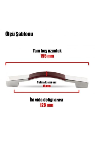 Armada Mobilya Çekmece Dolap Kulpu 128 Mm Krom Ahşap Desenli Mat Meşe