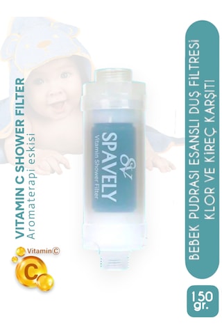 Spavely Bebek Pudrası Duş Başlığı Filtresi Arıtması Güney Kore Menşei Klor Kireç Karşıtı Hoş Kokulu 150 Gr Beyaz