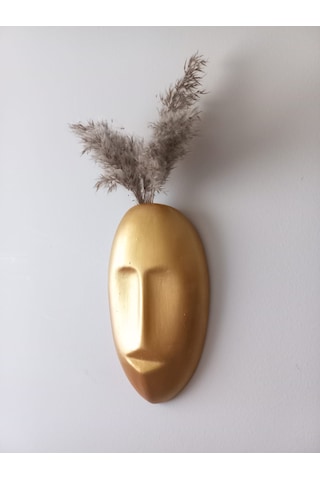 Dekoratif Mask Duvar Vazosu, Duvar Dekoru ,heykel Duvar Süsü,gold
