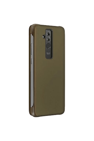 Huawei Mate 20 Lite Yarım Cam Kapaklı Kılıf Kahverengi