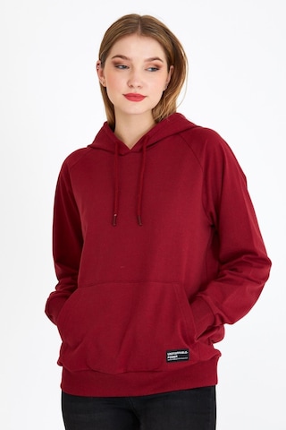 Comeor Kadın Bordo Basic Kapüşonlu Regular Fit Rahat Sweatshirt 001