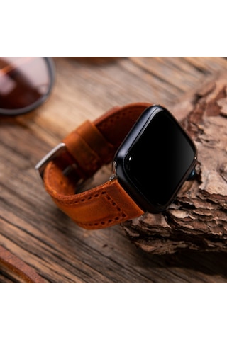 vagave Apple Uyumlu Watch 42 44 45 49 MM Ultra Deri Kordon- Taba