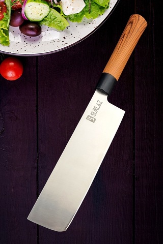 Japon Nakiri Şef Bıçağı Uzak Doğu Şef Bıçak Kahverengi