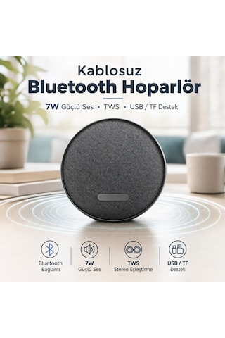 Kablosuz Bluetooth Hoparlör 7w Tws Destekli Usb Tf Kart Girişli Taşınabilir Masaüstü Speaker