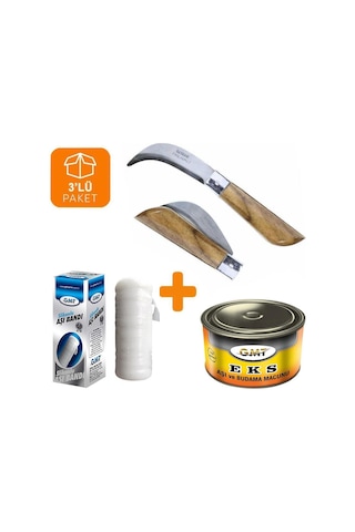 Bayram Aşı Bıçağı 22 Cm No:3 + Aşı Macunu + Aşı Bandı 3'lü Paket