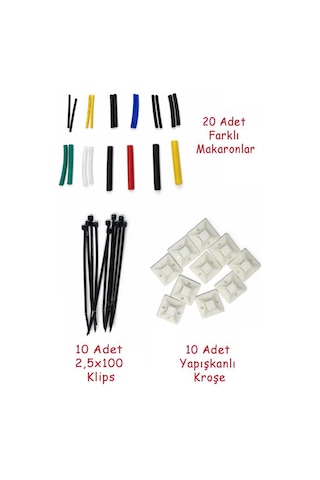 40'lı Kablo Sabitleme Ve İzolasyon Seti - 20x20 Kroşe - 2,5x100 Kalo Bağı -makaron