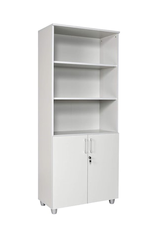 Kilitli Yarım Kapaklı Raflı Dosya Dolabı 190cm Gri