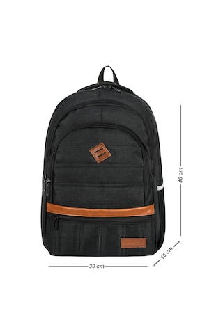 Su Gecirmez Cordura Kumas Punterez Dikisli Laptop Ve Suluk Bolmeli Gunluk Ve Okul Sirt Cantasi Siyah