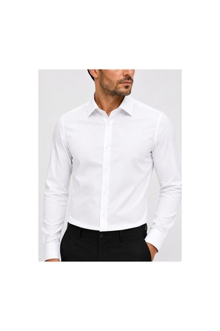 Suit Aydın Uzun Kol Slim Fit Non Iron Ütü Gerektirmeyen Pamuklu Klasik Gömlek Beyaz