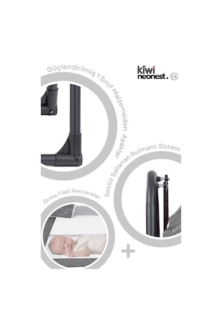 Kiwi Neonest Anne Yanı Kalın Yataklı Cibinlikli Ve Tenteli, Sallanır. Portatif Sepet Beşik Yeni Vizon Yeni Vizon