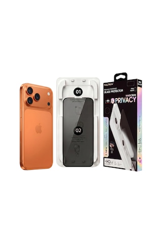 Fulltech Magicbox iPhone Uyumlu 17 Pro Max Premium Tempered Glass Aparatlı Ekran Koruyucu - Privacy