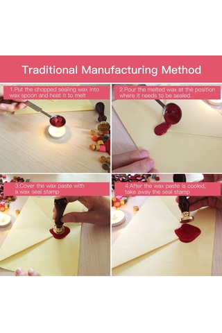 Kartlar, Zarflar, Davetiyeler, Şarap Paketleri, Düğün Mektupları İçin Mühürleme Mum Çubukları İle Klasik Mühür Mum Damgası Seti - Stil M