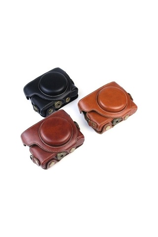Pazly Sony Rx100m7/rx100m6/rx100m5/rx100m4/rx100m3/rx100m2/rx100m1 Pu Deri Vintage Kamera Çantası Siyah Omuz Askılı
