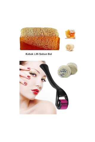3'lü Peeling Kabak Lifli Ballı Sabun Cilt Bakım 540 İğne Dermaroller Leke,akne Taşı