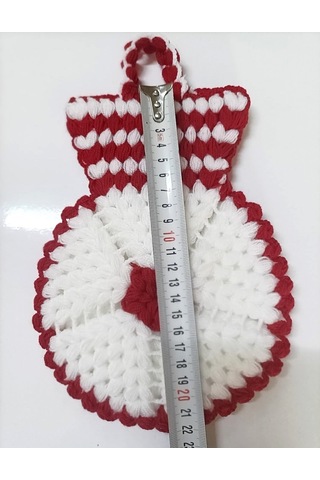 El İşi Örme Kırmızı Beyaz Takım Banyo Lifi