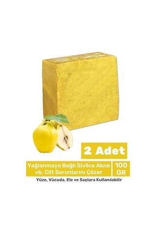 %100 Doğal Güzel Kokulu El Yüz Saç Vücut Cilt Orijinal Bitkisel Ayva Çekirdeği Sabunu 100g - 2 Adet