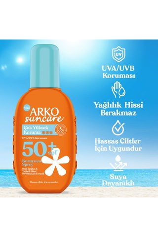Arko Suncare Çok Yüksek Korumalı Vücut Güneş Spreyi SPF50+ 200 ML