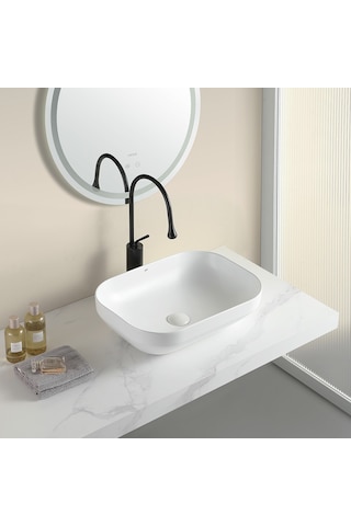 Ey-4740mb Mat Beyaz Tezgah Üstü Lavabo
