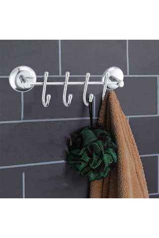 Lexroo Feyzayapı Metal 4'lü Banyo Lavabo Vidalı Askılık Sağlam Aparat Krom Askılık Elbise Havlu Çok Renkli