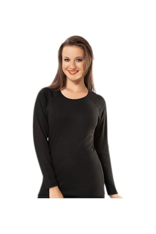 Kadın Siyah Termal İçlik Alt Üst Set Siyah