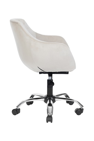 Krom Metal Ayaklı Ofis Çocuk Odası Çalışma Sandalyesi Monoko Bej