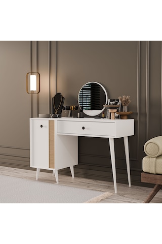 2242 Love Ahşap Ayaklı Mdf Çerçeveli Makyaj Masası Beyaz-yunus