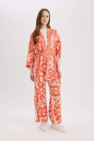 Defacto Relax Fit Desenli Kuşaklı Kimono D5443AX25SP Turuncu