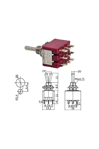 Ic-148b Toggle Switch On-off-on Ø6mm Mts-303