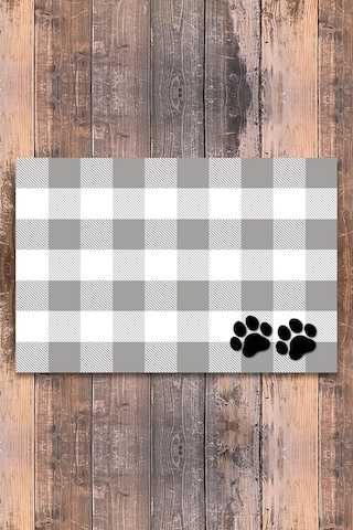 Evaşk Vinil Kaymaz Tabanlı Keçe Baskılı Evcil Hayvan Pet Mama  Paspası Renk AÇIK GRİ EHP3825AGRİ