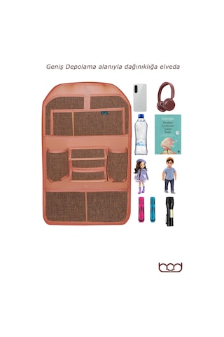 Bod Lux Linen Serisi Keten Koltuk Arkası Düzenleyici Araç İçi Organizer B