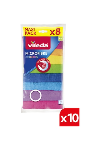 Vileda %100 Mikrofiber Colors Temizlik Bezi 10 x 8'li