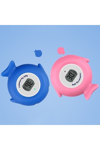 Sones 2 Adet Küçük Balık Bebek Banyo Elektronik Termometresi Küvet Havuz Su Termometresi Mavi
