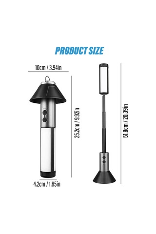 Çok İşlevli Led Açık Kamp Feneri, Cmping Işık/el Feneri Gri