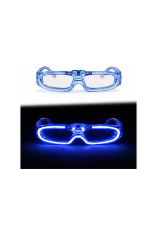 Mavi Led Işıklı Parti Gözlüğü 3 Modlu Glow Gece Eğlence Gözlüğü