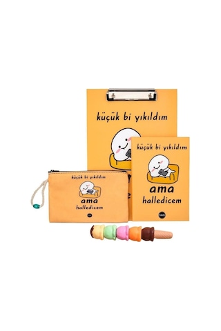 Küçük Bi Yıkıldım Tasarımlı Kırtasiye Ve Dondurma Külahlı Keçeli Kalem Seti