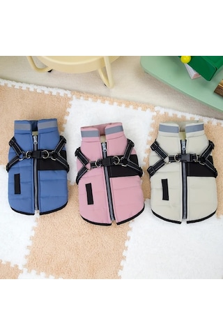 Elmpaly Beige Küçük Köpek Kışlık Yumuşak Tulum Kapüşonlu Ayarlanabilir