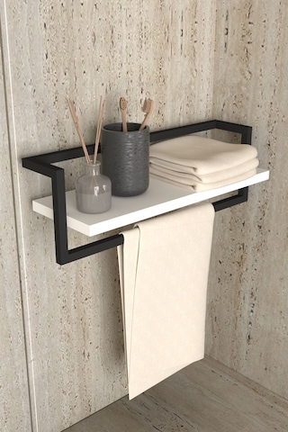 Aju Havluluk Banyo Rafı Sabunluk Şal Askılığı Havlu Askısı Banyo Mutfak Düzenleyici Çok Amaçlı Beyaz