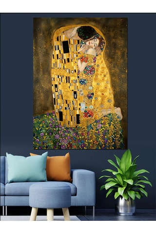 Sarılan Aşıklar Gustav Klimt Tarzı Dekoratif Kanvas - Mdf Ahşap Tablo