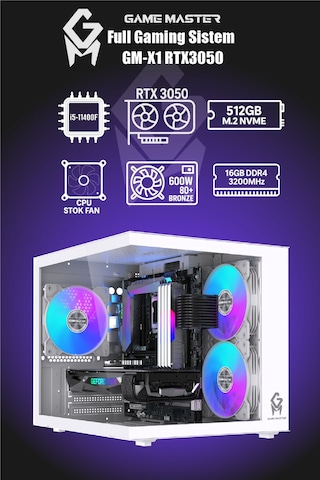 Game Master GM-X1 i5-11400F 16 GB 512 GB M.2 SSD RTX3050 27" Free Dos Masaüstü Oyuncu Bilgisayarı