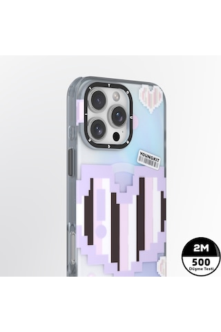 Apple Uyumlu iPhone 15 Pro Kılıf Magsafe Şarj Özellikli Youngkit Love Serisi Kapak Mor Mor