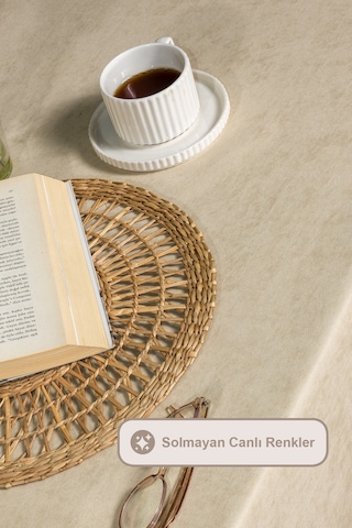 Elart Soft Kadife Masa Örtüsü Dikdörtgen 150x220 Cm Taş Taş