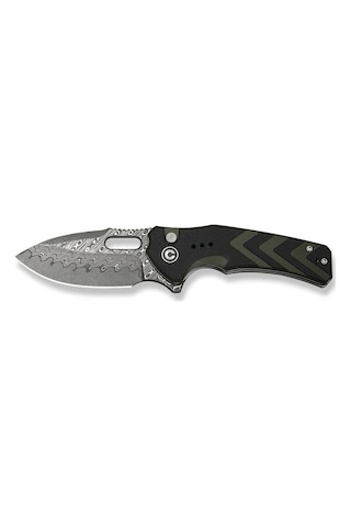 Civivi Vexron Milled Black & Green G10 Handle Damascus Blade Kamp Çakı Siyah - Yeşil