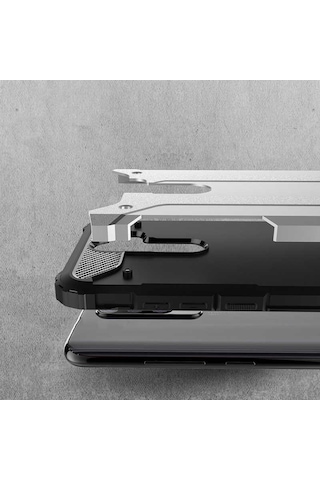 Noktaks - Xiaomi Uyumlu Xiaomi Redmi Note 8 Pro - Kılıf Çift Katman Zırh Tank Crash Military Kapak - Kırmızı