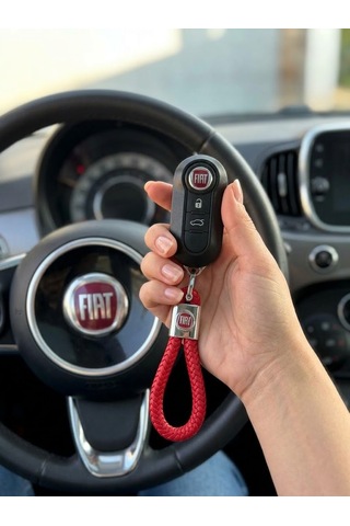 Kırmızı Deri Örgü Fiat İle Uyumlu Anahtarlık Egea Linea Albea Punto Doblo Fiorino Palio 500 Cross Tipo Uno
