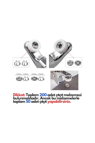 Metal Çıtçıt Pense Seti Gömlek Kumaş Düğmeleme Pensesi 50 Adet Çıtçıt