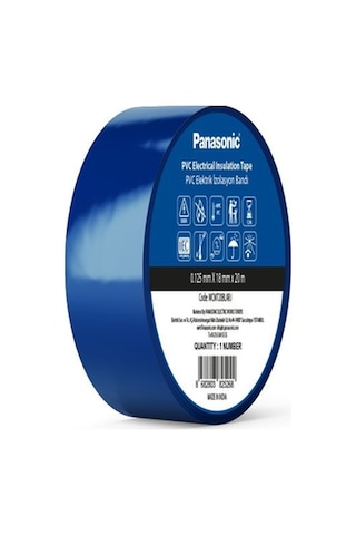 Panasonic Fr Pvc Elektrik İzolasyon Bandı Mavi 20m 1.80cm X 0,125mm - 8 Adet