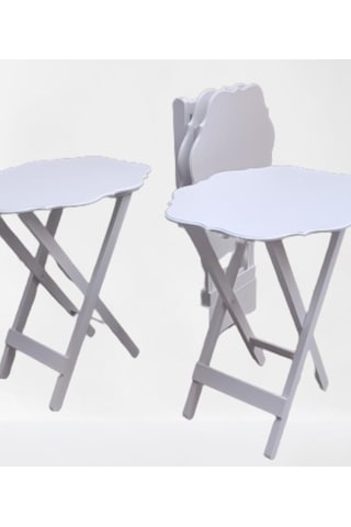 1448bng90094çanta Zigon Sehpa Yonca Takım 4lü Model Ahşap Mdf Parlak Beyaz Lake Renk El Yapım
