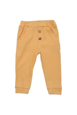 Bebegen Unisex Sarı Fitilli Cepli Penye Pantolon Tek Alt Çok Renkli